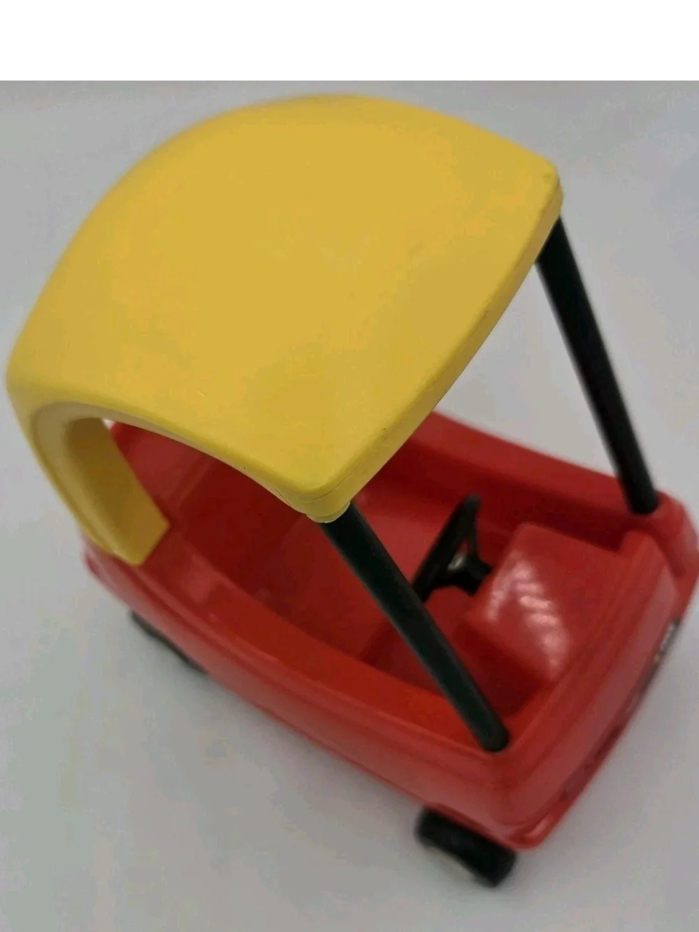 Little Tikes Dollhouse Cozy Coupe Miniature Vintage Red Yellow Mini Doll Car 6”